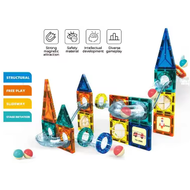 Ensemble de construction magnétiques - 97 pièces - Multicolore
