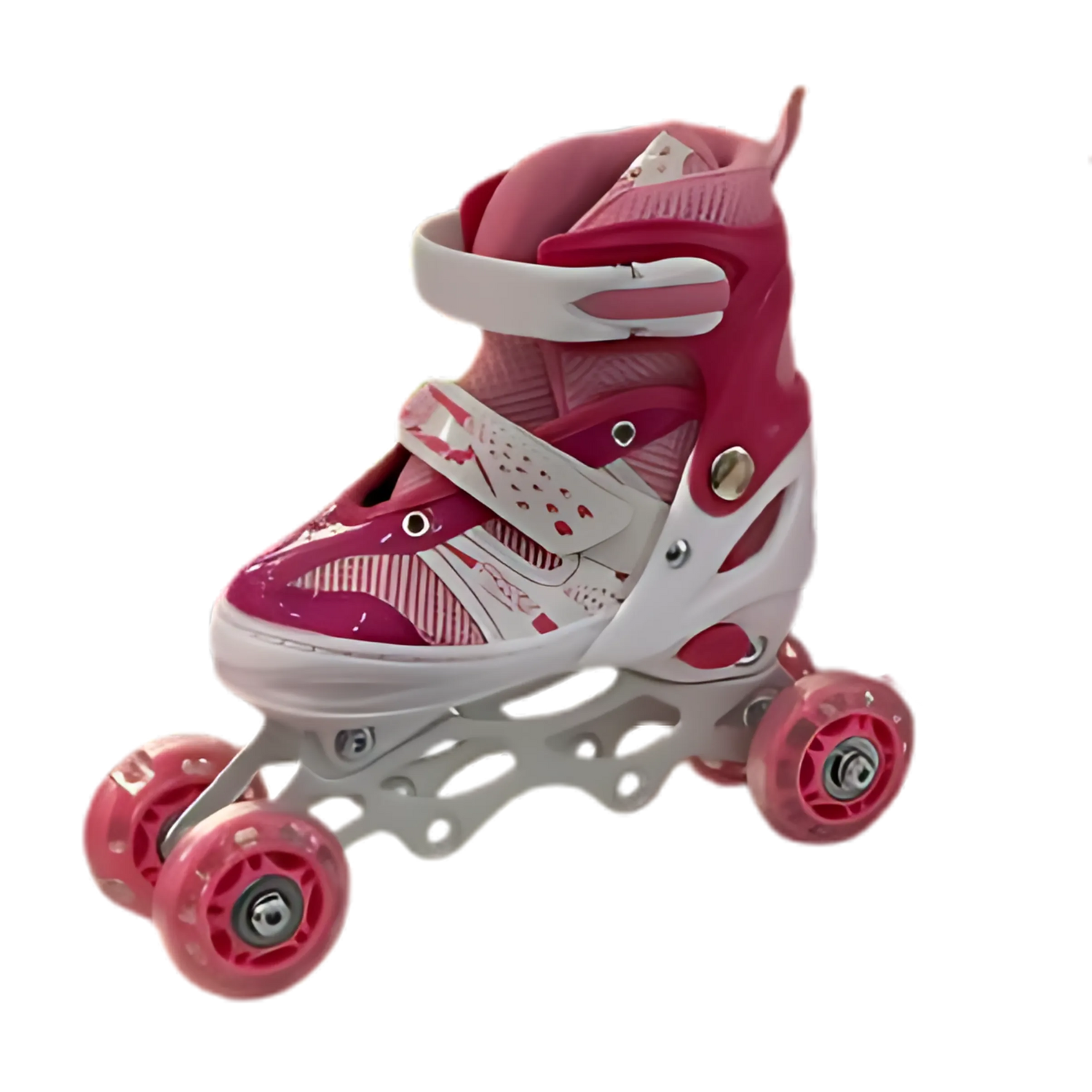 Patins à roulettes 2 en 1 – Roues interchangeables (2 ou 4 roues) – Rose – Avec casque et protections