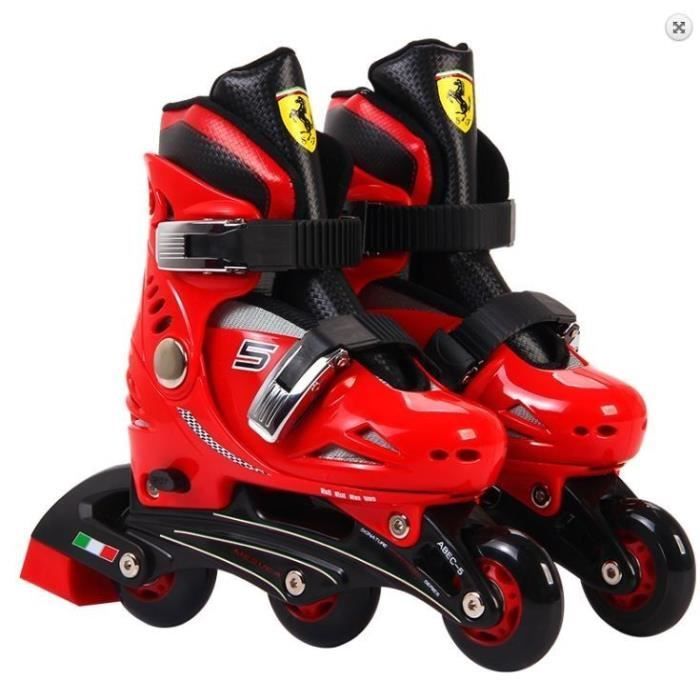 Patins à roulettes Ferrari FK7 – Taille 33-36 – Set complet avec protections – Rouge
